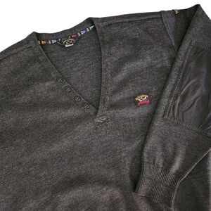 PAUL & SHARK dark gray knit v-neck sweater pullover large
